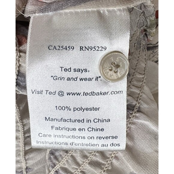 TED BAKER Cream Flower Fairy Print Ruffled Sheer Blouse Fairycore Size 3 (Med) - Picture 7 of 7